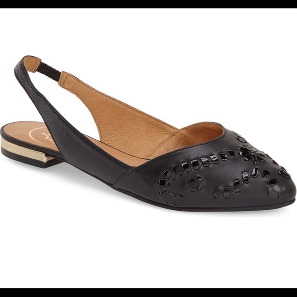 NEW JACK ROGERS RORY BLACK LEATHER SLINGBACKS -7